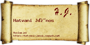 Hatvani János névjegykártya